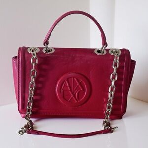 Armani Exchange Soft Leather Red Two Way Bag Clean Excellent Condition Chain